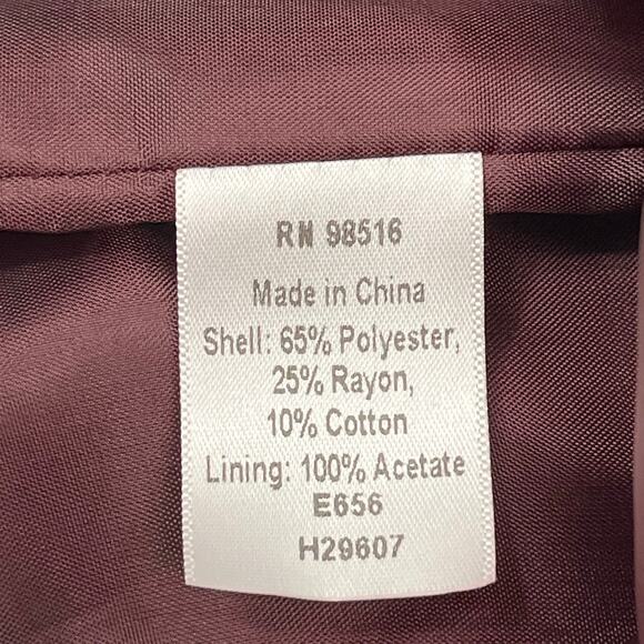 Coldwater Creek Burgundy Crepe Floral Paisley Long Sleeve 3 Button Blazer Medium - Picture 6 of 9
